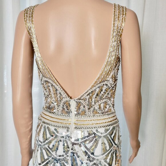 Lucci Lu Red Carpet Gown size 4 gold  and silver sequins SHOW STOPPER - Picture 10 of 11